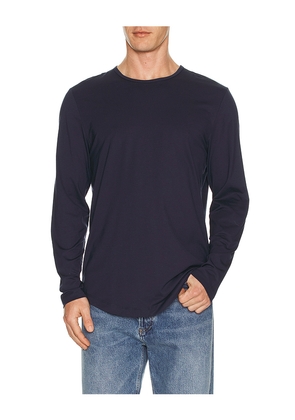 Cuts Ao Long Sleeve Curve Hem Tee in Navy. Size M. Also in S, L, XL/1X, XXL/2X.