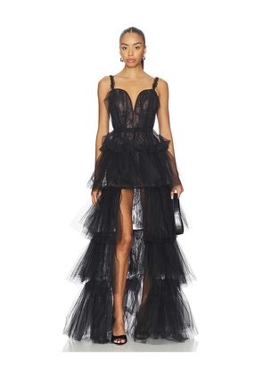 AKNVAS x REVOLVE Alfhild Bustier Tiered Gown in Black. Size 0. Also in 10, 2, 6.
