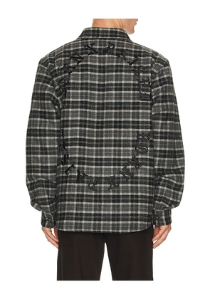 Born x Raised Embroidered Flannel Shirt Jacket in Black. Size M. Also in S, L.