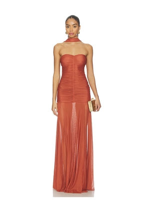 Bananhot Ross Maxi Dress in Cognac. Size M. Also in L, S, XS.