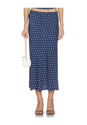 Bella Venice x REVOLVE Jessie Slip Skirt in Navy. Size L. Also in M, S.
