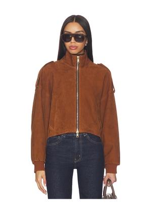 ALLSAINTS Lowden Suede Jacket in Cognac. Size L. Also in S, XS, M.