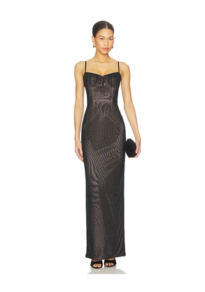 AREA Crystal Hotfix Gown in Black. Size M. Also in L, S.