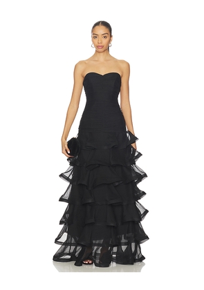 ELLIATT Evelin Tiered Gown in Black. Size L. Also in M, S, XL, XS.