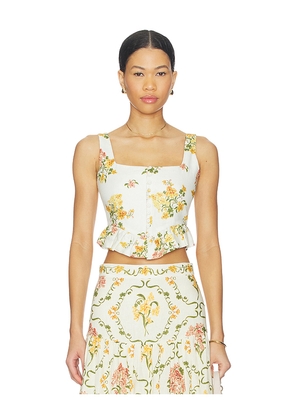 Agua by Agua Bendita Eslabon Top in Ivory,Yellow. Size M. Also in L, S, XL, XS.