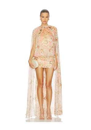 HEMANT AND NANDITA Mini Dress With Cape in Pink. Size L. Also in XXS, S, XL.