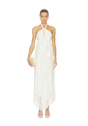 HEMANT AND NANDITA Tie Sash Maxi Dress in Ivory. Size M. Also in L, XL, XS.