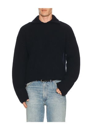 A.P.C. Pull Long Sleeve Polo in Navy. Size M. Also in L, S, XL/1X.