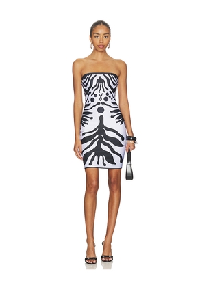 Di Petsa Iris Lycra Mini Dress in White. Size M. Also in L, S, XS.