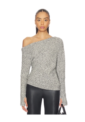 Enza Costa Boucle Knit Slouch Sweater in Grey. Size M. Also in L, S, XS.