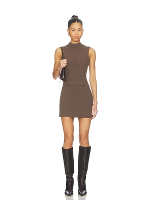 ALL THE WAYS Ileen Mini Skirt Set in Brown. Size M. Also in L, S, XL, XS, XXS.
