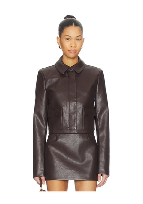 ALL THE WAYS Bleeker Faux Leather Jacket in Chocolate. Size M. Also in L, S, XXS.