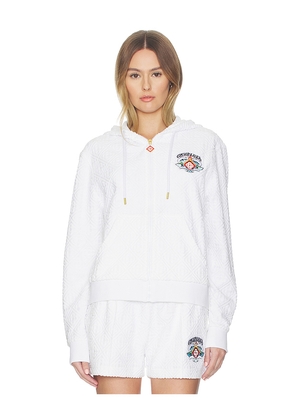 Casablanca Waves Monogram Towelling Zip-up Hoodie in White. Size M. Also in XS, S, L.