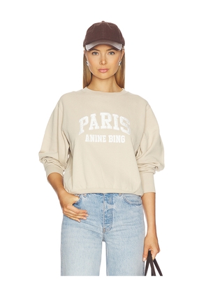 ANINE BING Harry Shrunken Sweatshirt Paris in Beige. Size M. Also in XS, S, L.