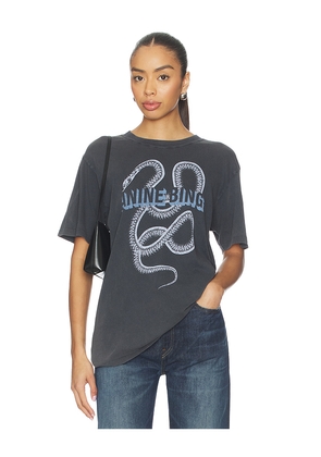 ANINE BING Lili Tee Snake in Black. Size M. Also in XS, S, L.