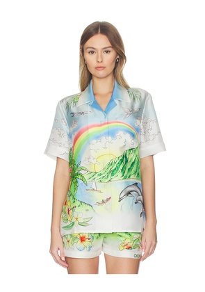 Casablanca Aloha Shirt in Baby Blue,Green. Size M. Also in XS, S, L.