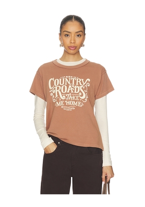 DAYDREAMER John Denver Country Road Reverse Gf Tee in Brown. Size M. Also in L, S, XL, XS.