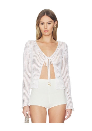 ASTA RESORT Fernanda Crochet Cardigan in White. Size M. Also in XS, S, L, XL.