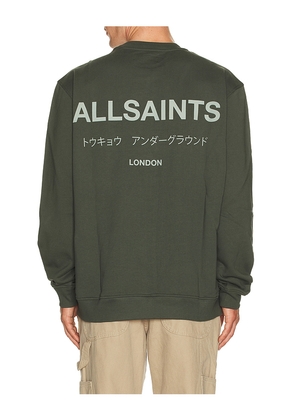 ALLSAINTS Underground Sweatshirt in Green. Size M. Also in S, L, XL/1X.