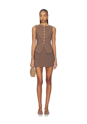 ALL THE WAYS Breeta Mini Skirt Set in Brown. Size M. Also in L, S, XL, XS, XXS.