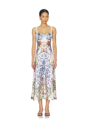 Camilla Gathered Bodice Bias Dress in Blue. Size S. Also in L.