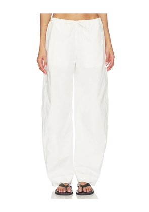 EAVES Lana Barrel Leg Pant in Ivory. Size L. Also in XXS, M, XL.