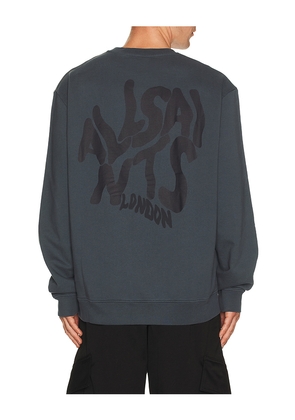 ALLSAINTS Orlando Crew Sweatshirt in Blue. Size M. Also in S, L, XL/1X.