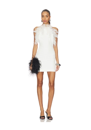 THE ATTICO Mini Feather Dress in White. Size 36. Also in 38, 40, 42, 44.