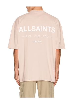 ALLSAINTS Underground Tee in Pink. Size M. Also in S, L, XL/1X.