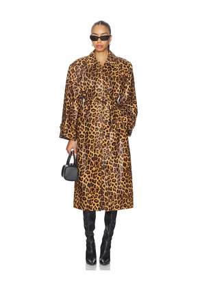 AEXAE Leather Padded Coat in Cognac. Size S. Also in XS, M.