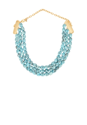 Cult Gaia Nora Choker in Teal,Metallic Gold.