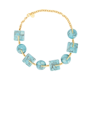 Cult Gaia Laguna Choker Necklace in Teal,Metallic Gold.