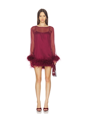Bubish Harlow Sheer Mini Dress in Burgundy. Size S. Also in M, XL, XS.