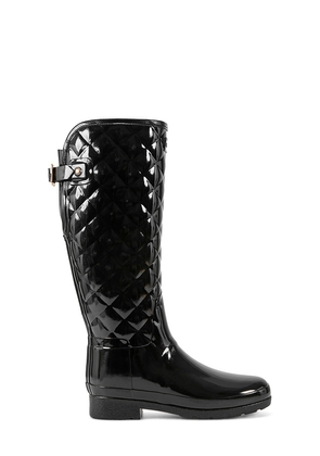 Hunter Refined Gloss Quilt Tall Boot in Black. Size 6. Also in 7, 8, 9.