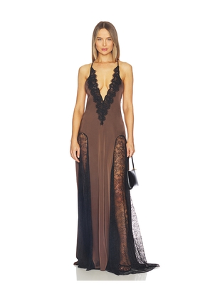 AWAVE Studio Lace Maxi Dress in Brown. Size 36/4. Also in 34/2, 38/6, 42/10.