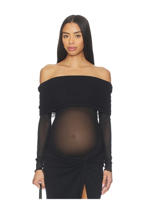 BUMPSUIT Off The Shoulder Soft Mesh Top in Black. Size L. Also in XS, S.