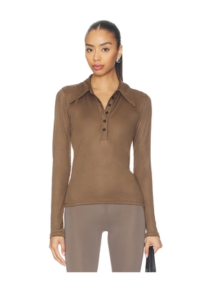 Citizens of Humanity Shaea Polo Shirt in Brown. Size M. Also in XS, S, L, XL.