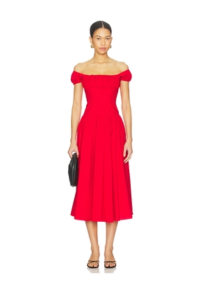 CAROLINE CONSTAS Augusta Drop Waist Maxi Dress in Red. Size L. Also in M, S, XL, XS.