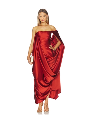 Alejandra Alonso Rojas Draped Overlay Gown in Rust. Size 0. Also in 2.