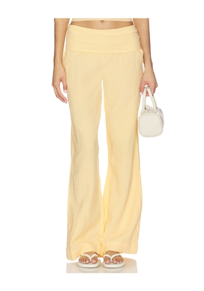 Bobi Fold Over Waist Beach Pant in Yellow. Size M. Also in S, XL.