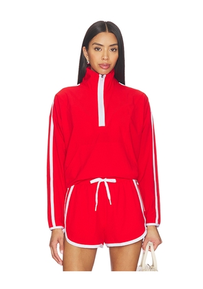 Beyond Yoga The Course Contrast Half Zip Pullover in Red. Size M. Also in S, XS, L, XL.