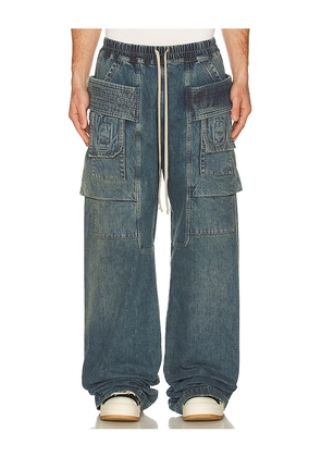 DRKSHDW by Rick Owens Creatch Wide Cargo Drawstring in Blue. Size M. Also in L.