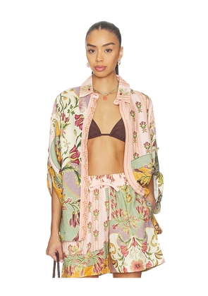 Agua Bendita Chrissy Shirt in Pink,Sage. Size M. Also in XS, S, L.