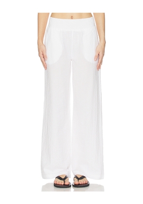 Bobi Wide Leg Pant Smocked in White. Size M. Also in XS, S, L, XL.
