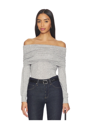 Bobi Off The Shoulder Date Top in Light Grey. Size M. Also in S, L, XL.