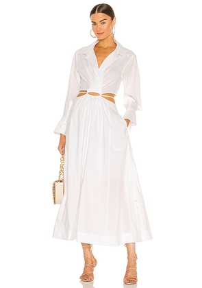 SIMKHAI Alex Pleated Cut Out Dress in White. Size M. Also in L, S, XS.