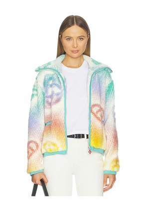 Casablanca Monogram Fleece Jacket in Teal,Blush. Size S. Also in XS, M.