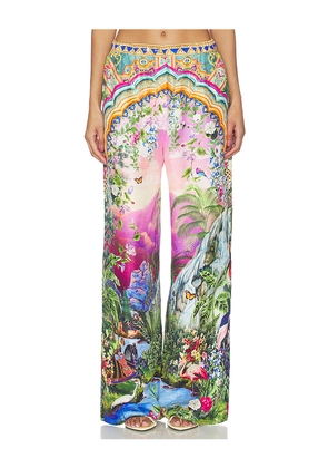 Camilla Button Front Lounge Pant in Green,Pink. Size M. Also in XXS, XS, S, L.