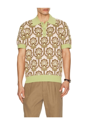 DrÃ´le De Monsieur Dr&ocirc;le De Monsieur Polo Maille Tapisserie Florale in Green. Size M. Also in L, S, XL/1X, XXL/2X.