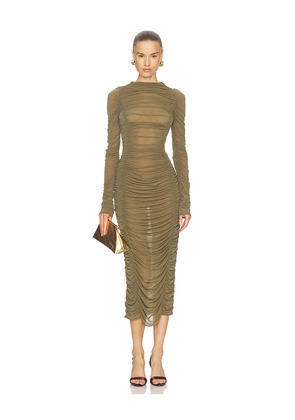 Camila Coelho Nayeli Midi Dress in Olive. Size M. Also in S, XL, XS, XXS.